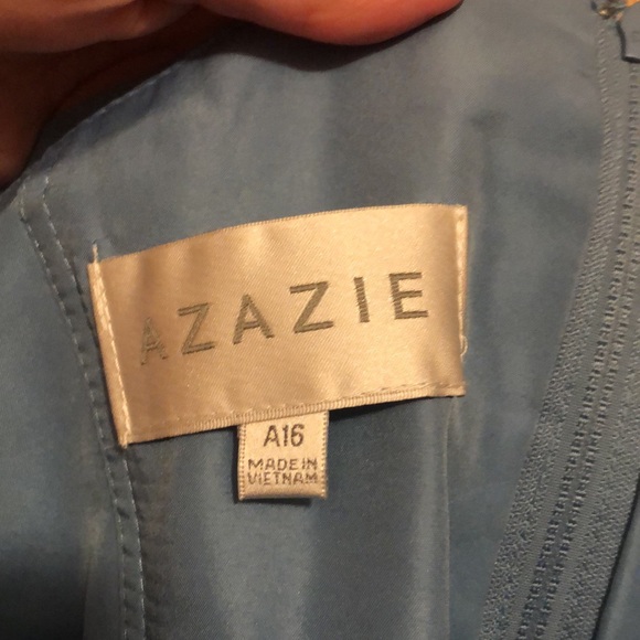 AZAZIE KATRINA Steel Blue A-Line One Shoulder Chiffon Dress size 16 - Picture 5 of 6